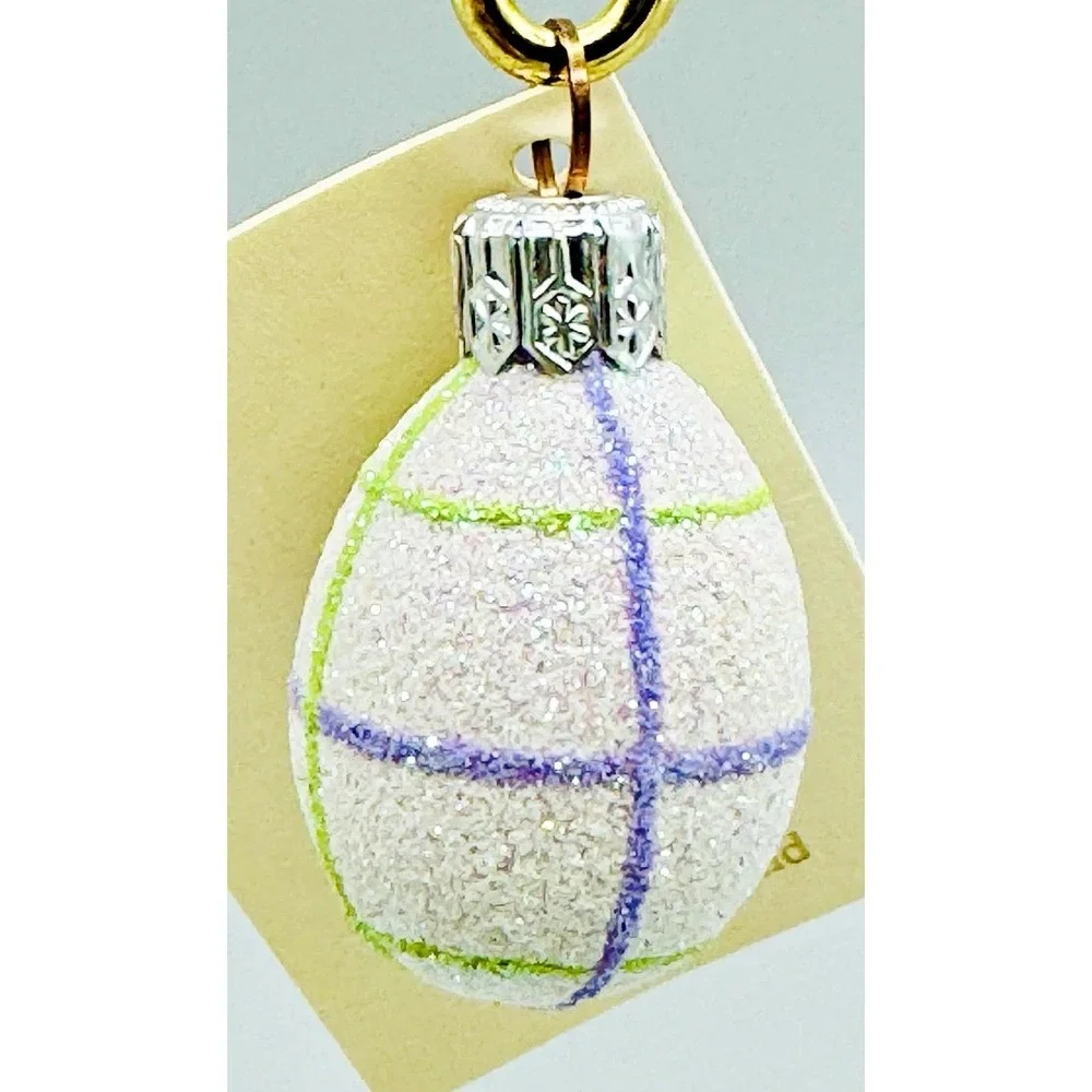 Patricia Breen Miniature Egg Striped Plaid Purple Green Ornament Spring 2002‎